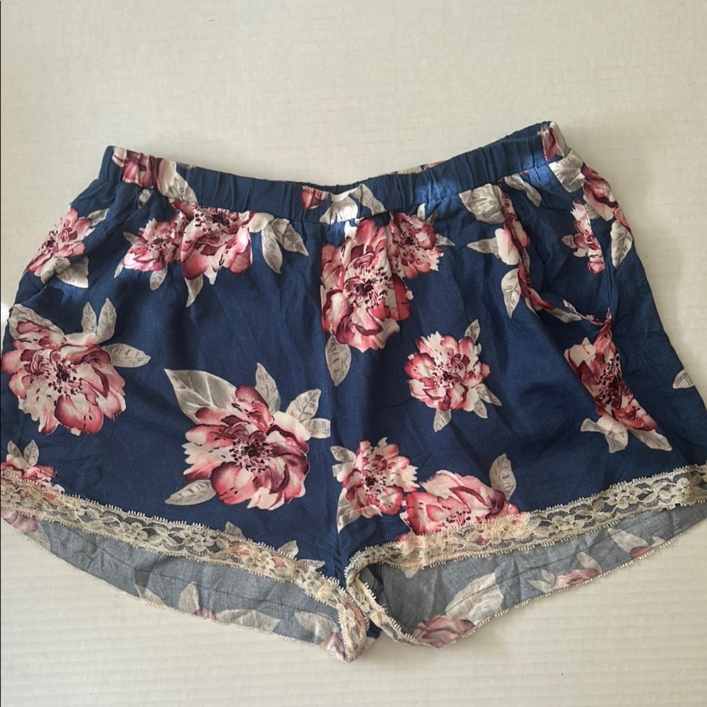 CAD Blue and Pink Floral Shorts